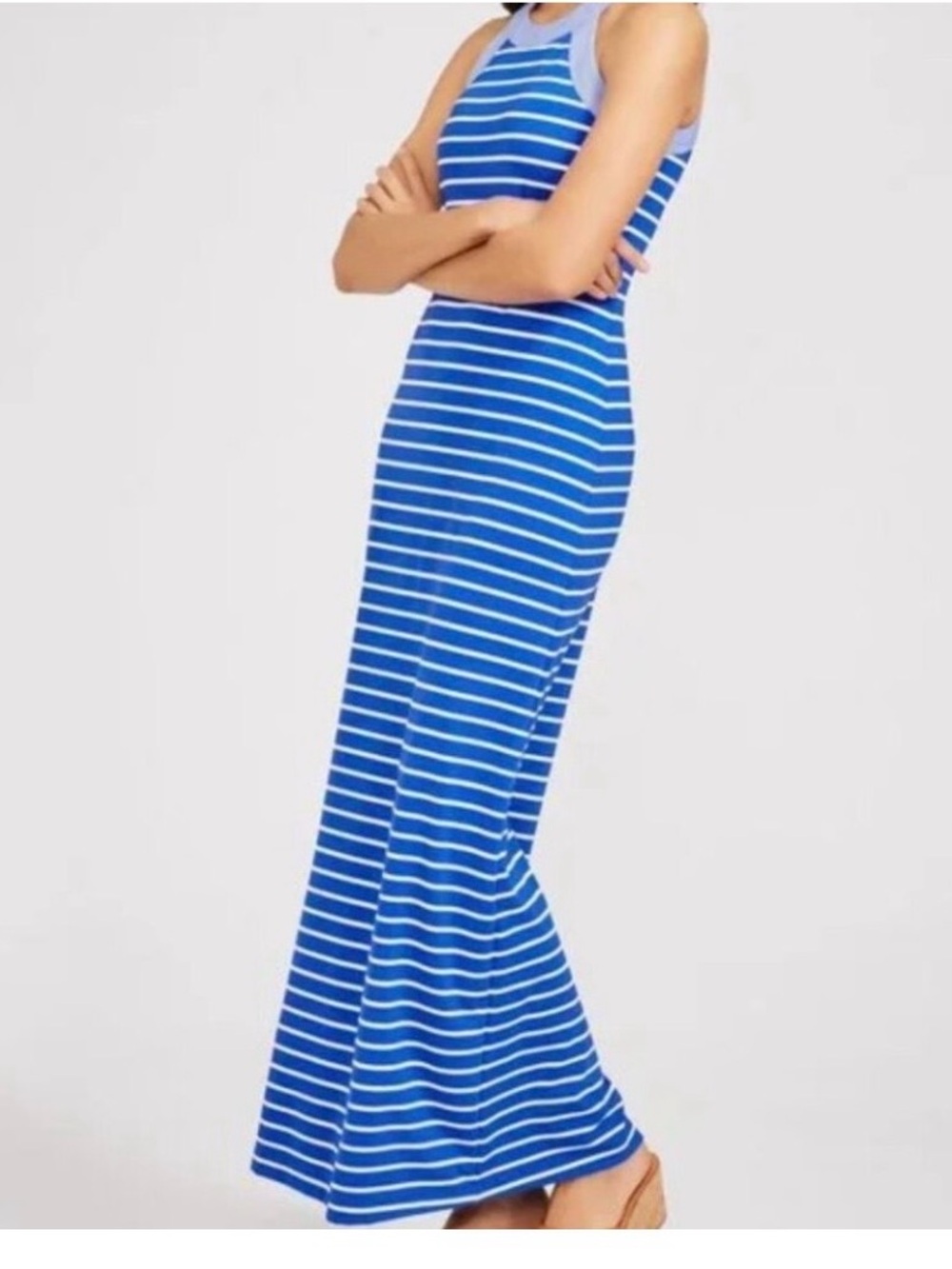 J. Mclaughlin Blue Striped Sleeveless Maxi Dress sz medium